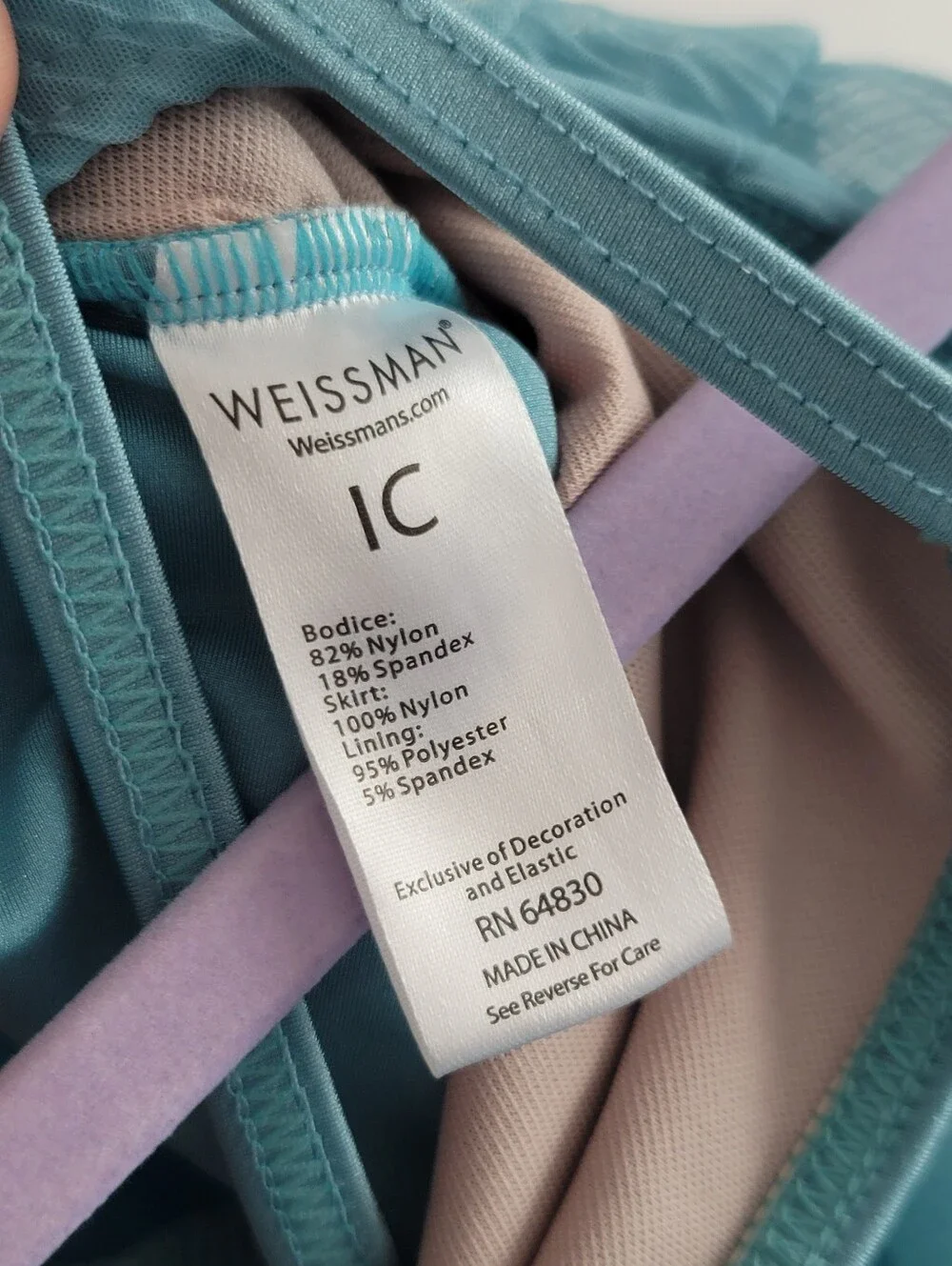Weissman IC Blue Asymmetrical Crossback Leotard Ballet Dancer Dress Girls 6/7